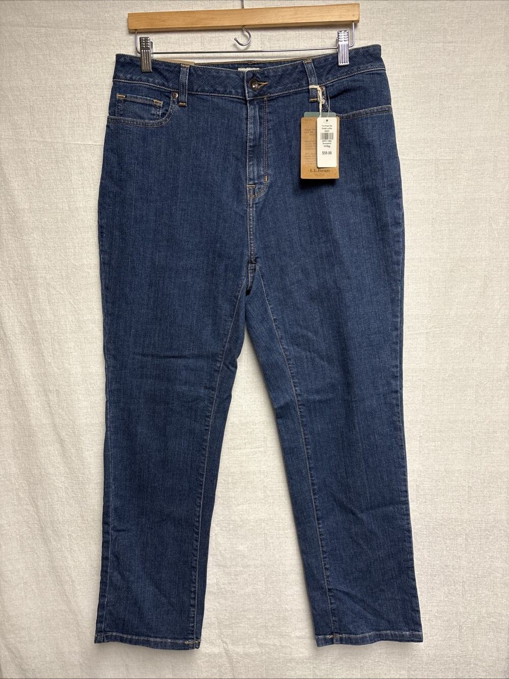 LL Bean Women's True Shape Straight Leg Stonewashed Jeans - NWT - Size 14R